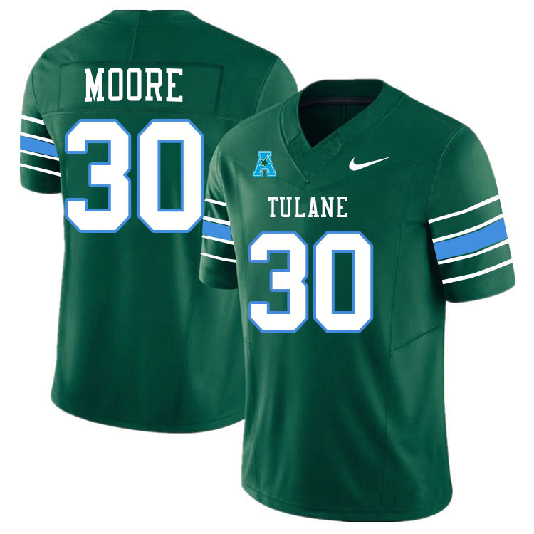 #30 Joshua Moore Tulane Green Wave Jersey College Football Uniforms,Apparels Stitched-Green